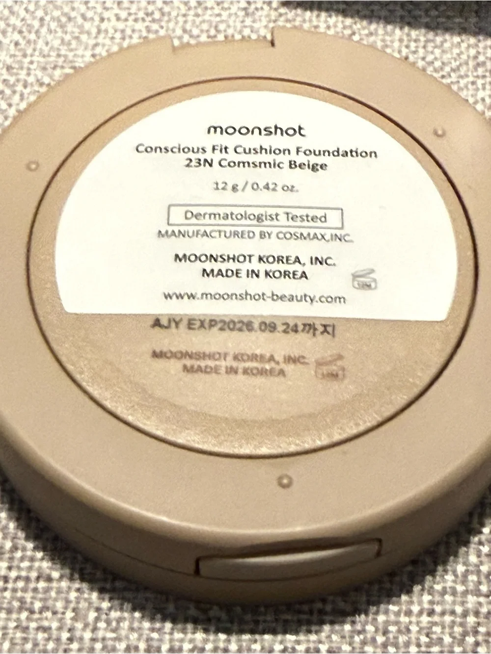 MOONSHOT KOREA Conscious Fit Cushion Foundation 23N Cosmic Beige Set + Refill